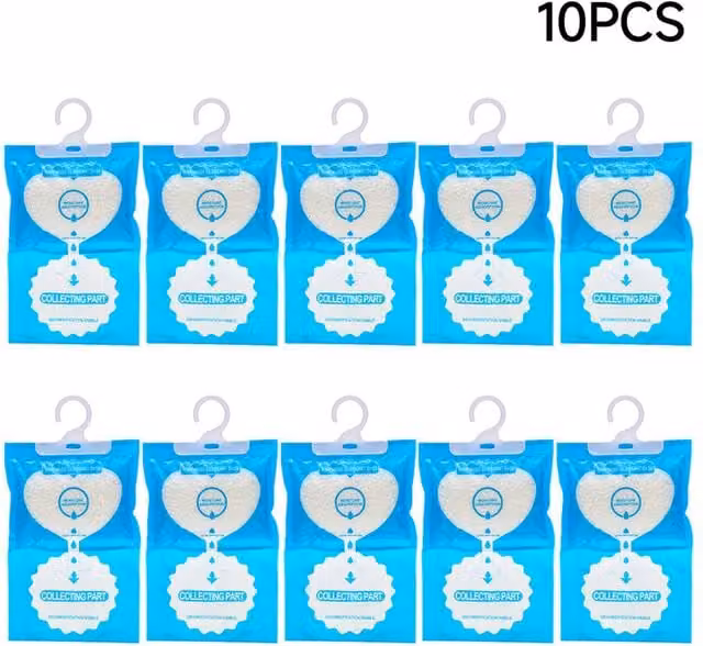 Living and Home 10-Pack Wardrobe Hanging Dehumidifier Bags in Blue