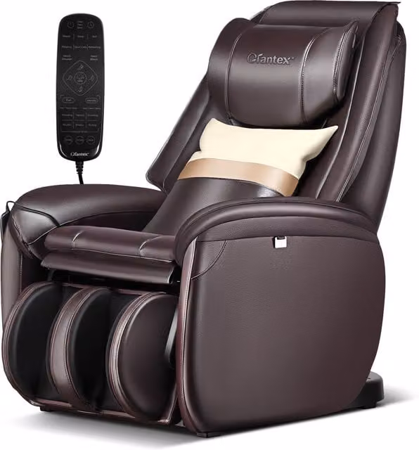 Costway Electric Shiatsu Massage Recliner Chair in Brown Synthetic Leather