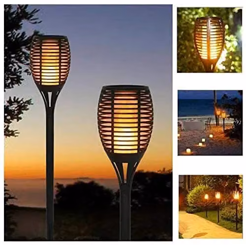 Marco Paul Pack of 2 Black Flickering Flame Solar Lights, Height: 50 cm – 3