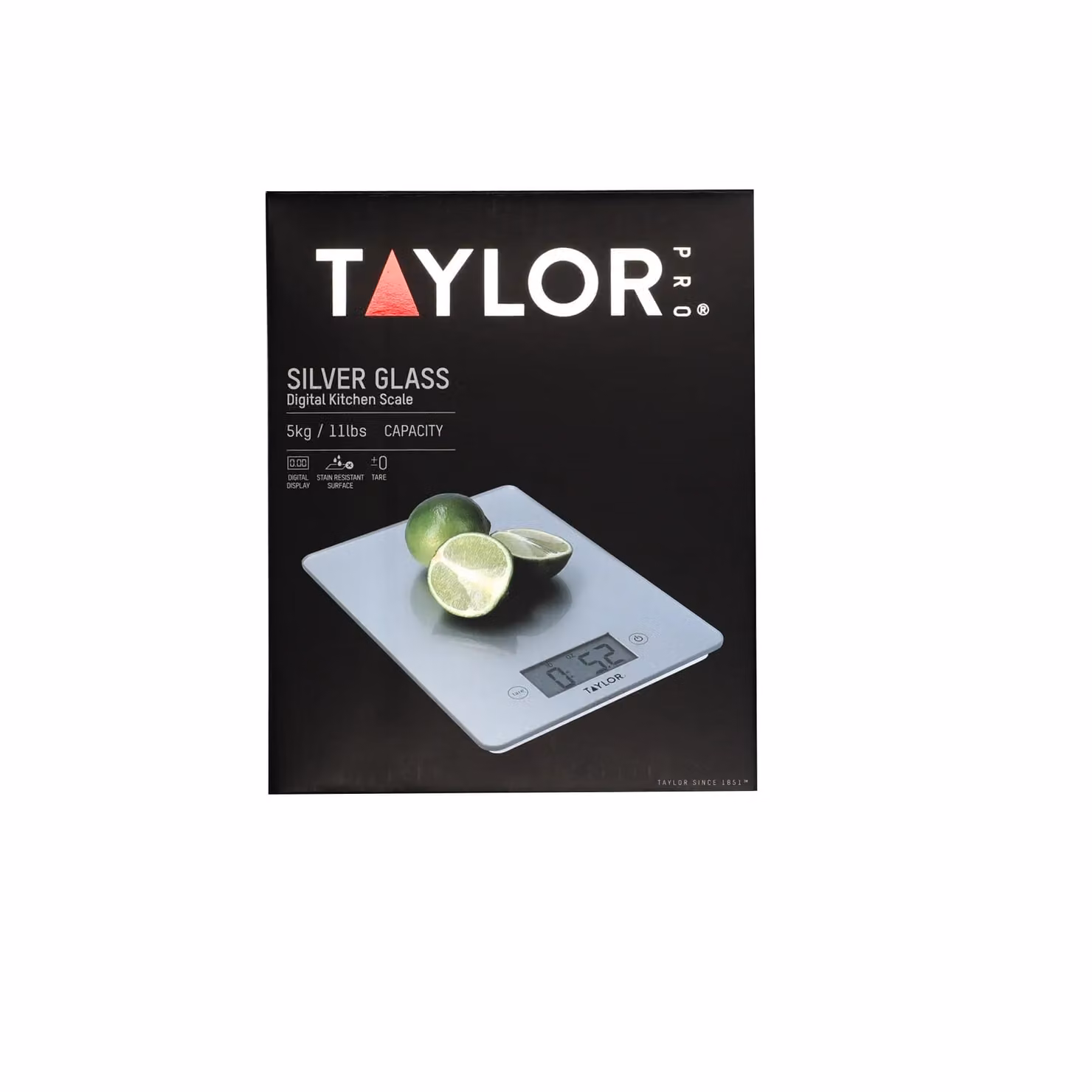 Taylor Pro Digital Glass Kitchen Food Scales with Tare Feature, Silver, 5 kg Capacity – 2