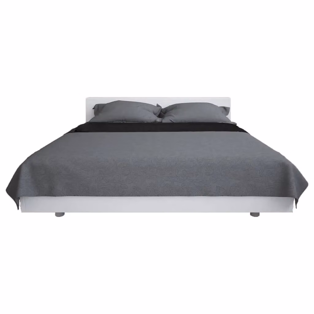 Berkfield Home Reversible Quilted Microfibre Bedspread in Grey and Black, W: 170 cm, L: 210 cm – 3