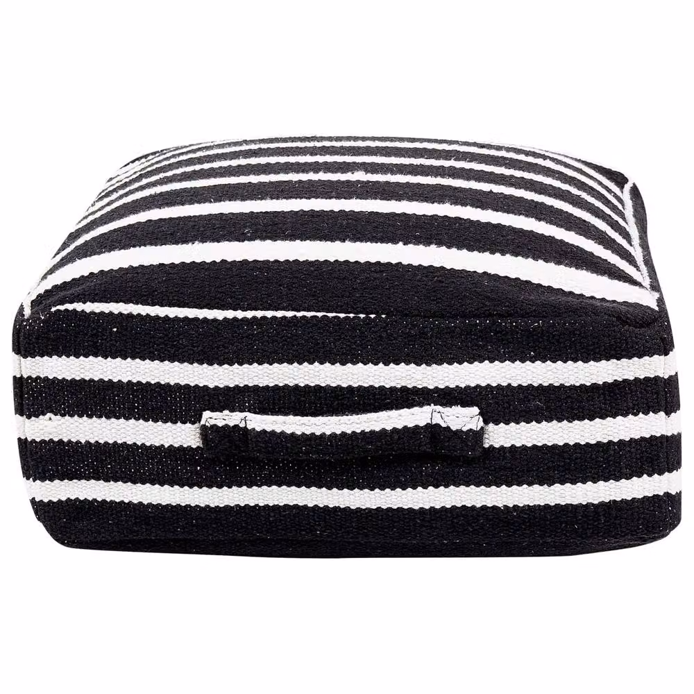 Wyld and Coco Boho Cotton Square Floor Cushion in Black and White, W/D/H: 50 x 50 x 20 cm – 2