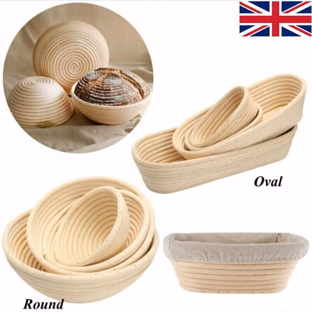YnysTec Oval Sourdough Banneton Bread Proofing Basket in Beige, W: 30 cm, D: 15 cm, H: 8 cm