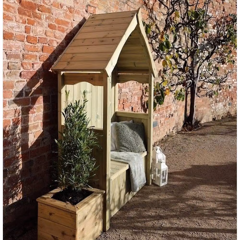 Churnet Valley Garden Furniture Ltd Willow 2 Seat Storage Arbour in Beige, W: 130 cm, D: 60 cm, H: 211 cm – 3