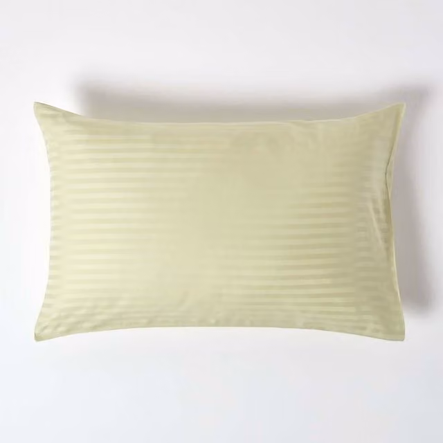 Homescapes 330 Thread Count Egyptian Cotton Percale Pillowcase, Green, W: 74 cm, H: 48 cm