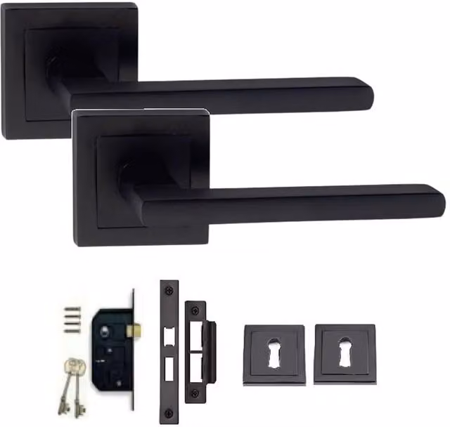 Golden Grace Matt Black Door Handle Set