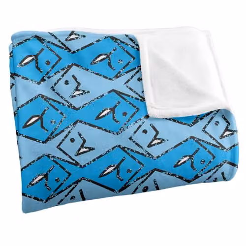 JQ Licensing Blue and White Fishing Pattern Super Soft Fleece Throw Blanket, W/D/H: 152 x 127 cm – 2