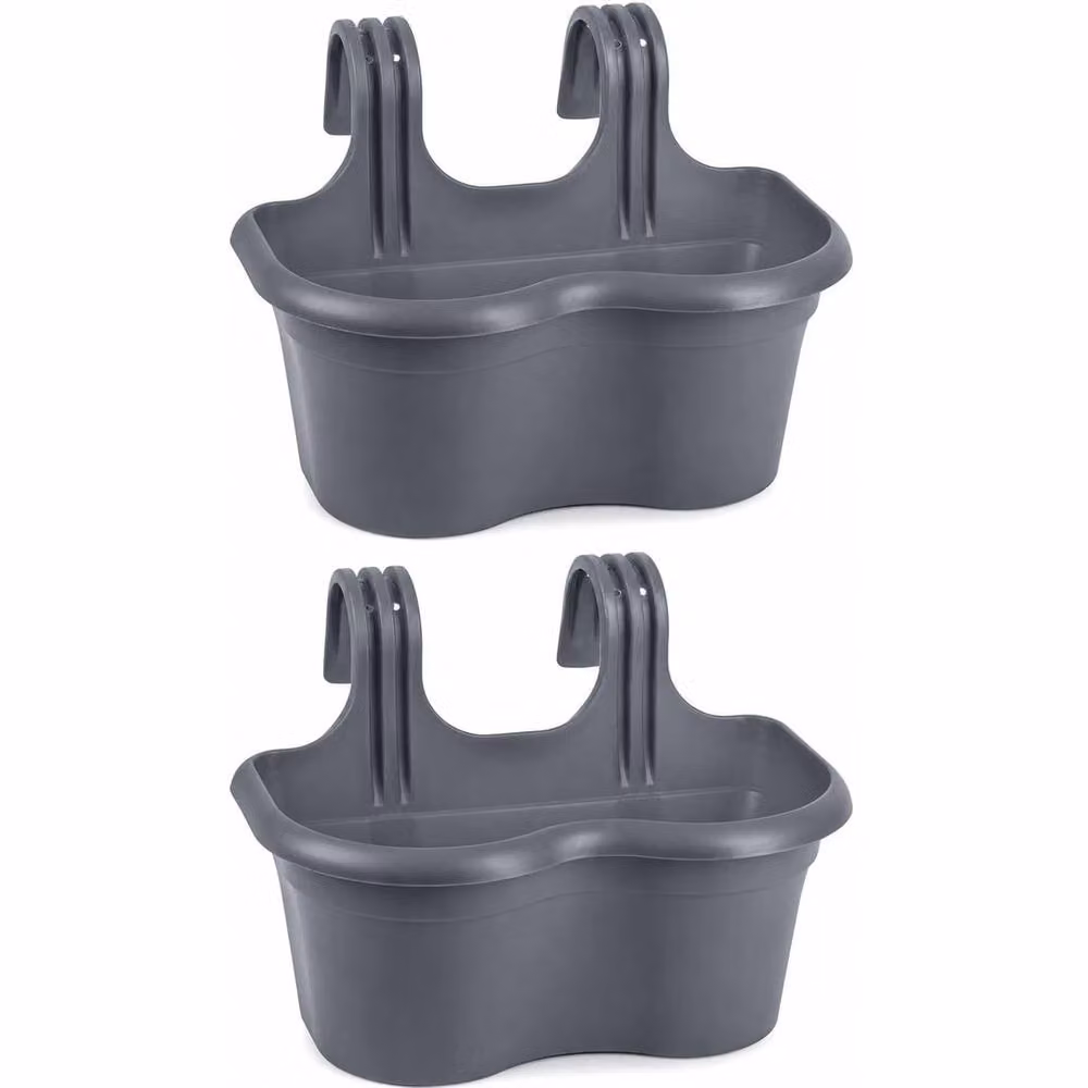 SPETLEK 2 x Grey Hanging Railing Window Box Planters – 4