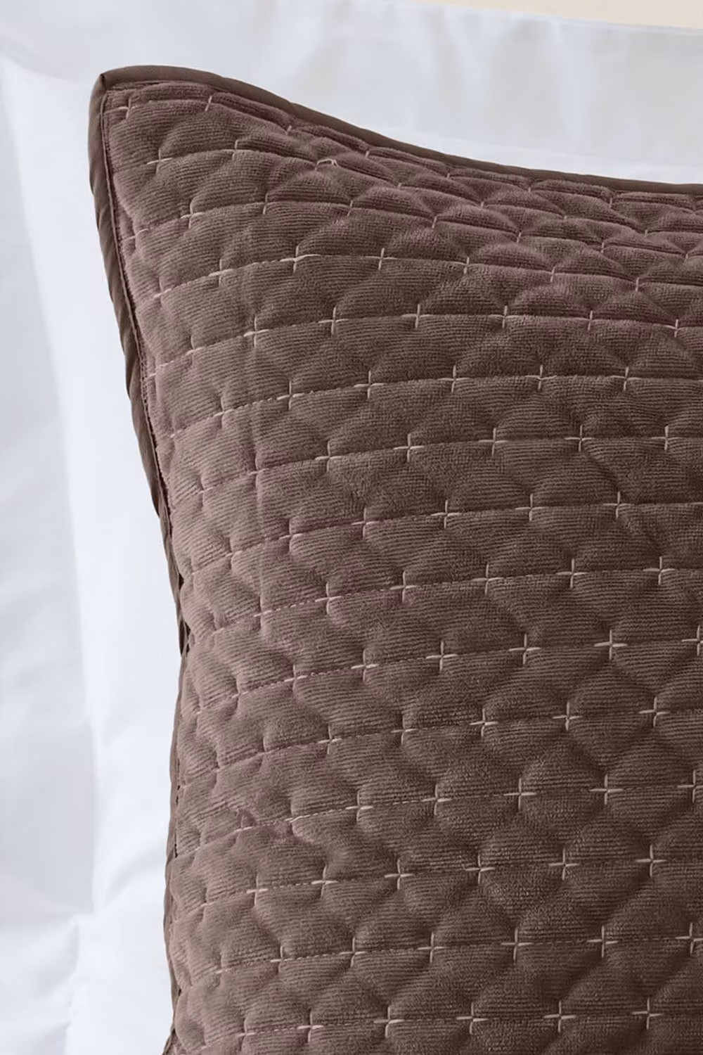 Bianca Attica Velvet Embroidered Pillow Sham Pair in Chocolate Brown – 2