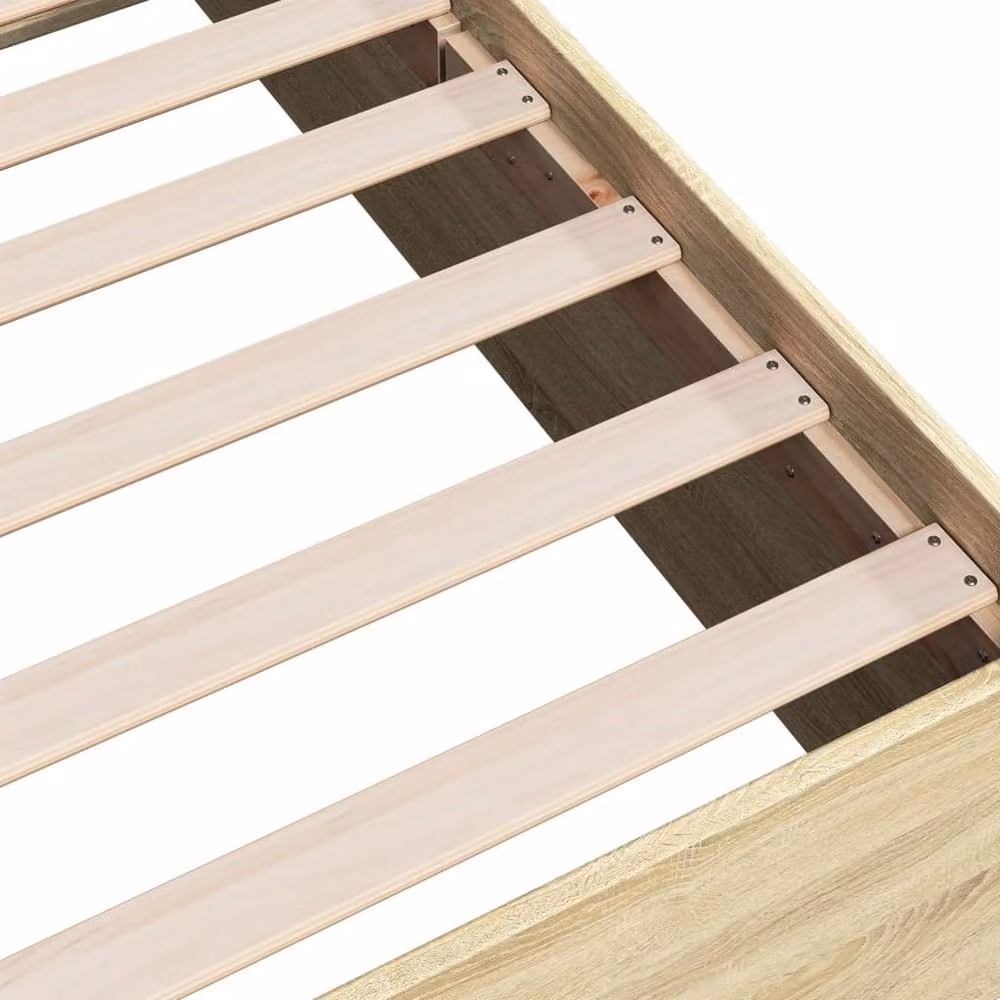 Berkfield Home Sonoma Oak King Size Bed Frame in Beige, W/D/H: 150 x 200 cm – 2