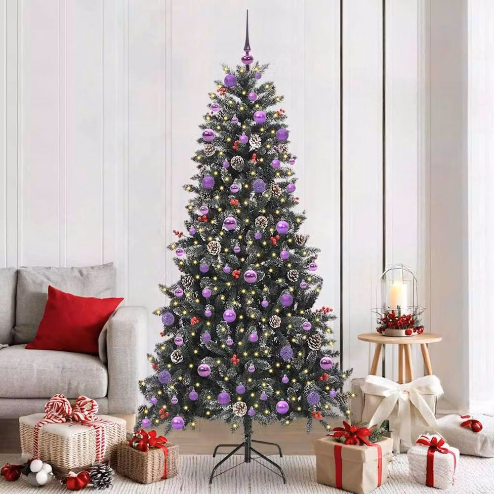 Berkfield Home Artificial Christmas Tree in Green with Stand, W/D/H: 114 x 114 x 210 cm – 2