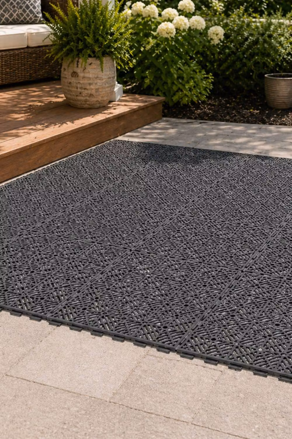 Marco Paul 10 Pack Easy Click Plastic Garden Deck Tiles in Grey – 3