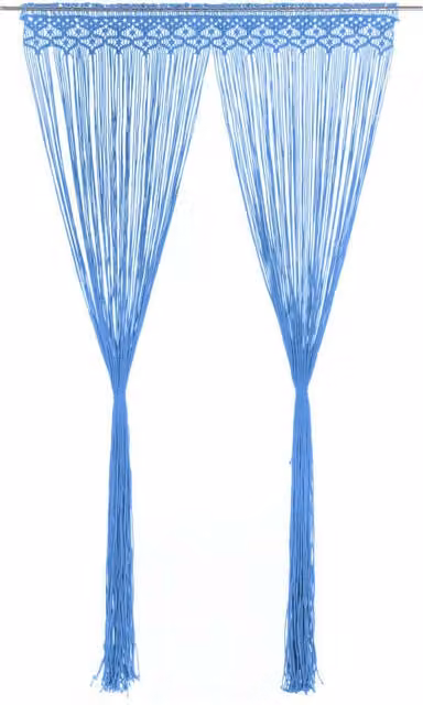 Berkfield Home Blue Macrame Cotton Curtain, W: 140 cm, H: 240 cm – 1
