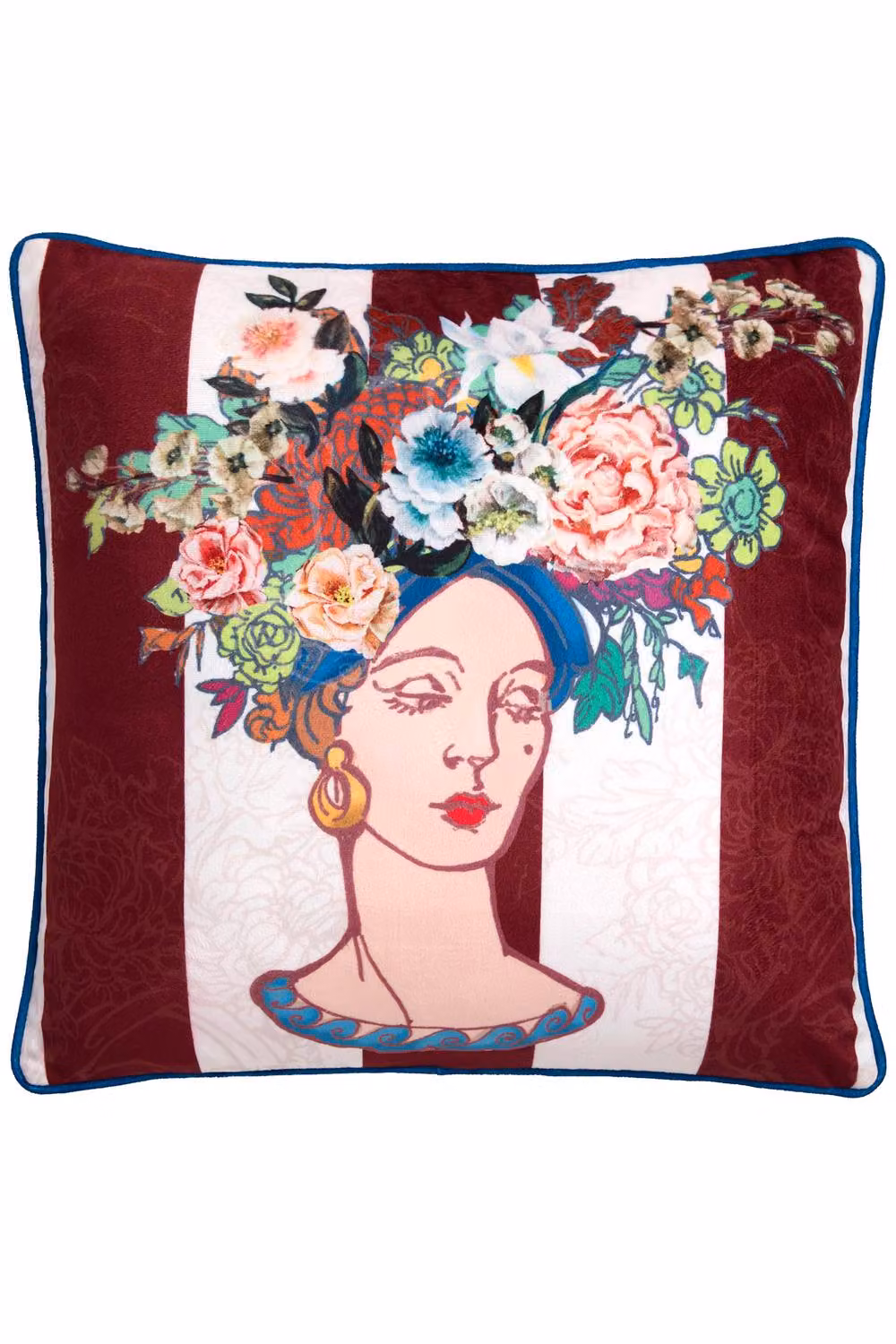 House of Llewelyn-Bowen Bouquet Lady Floral Velvet Filled Cushion, Multicolour, W/D/H: 43 x 43 x 43 cm – 2