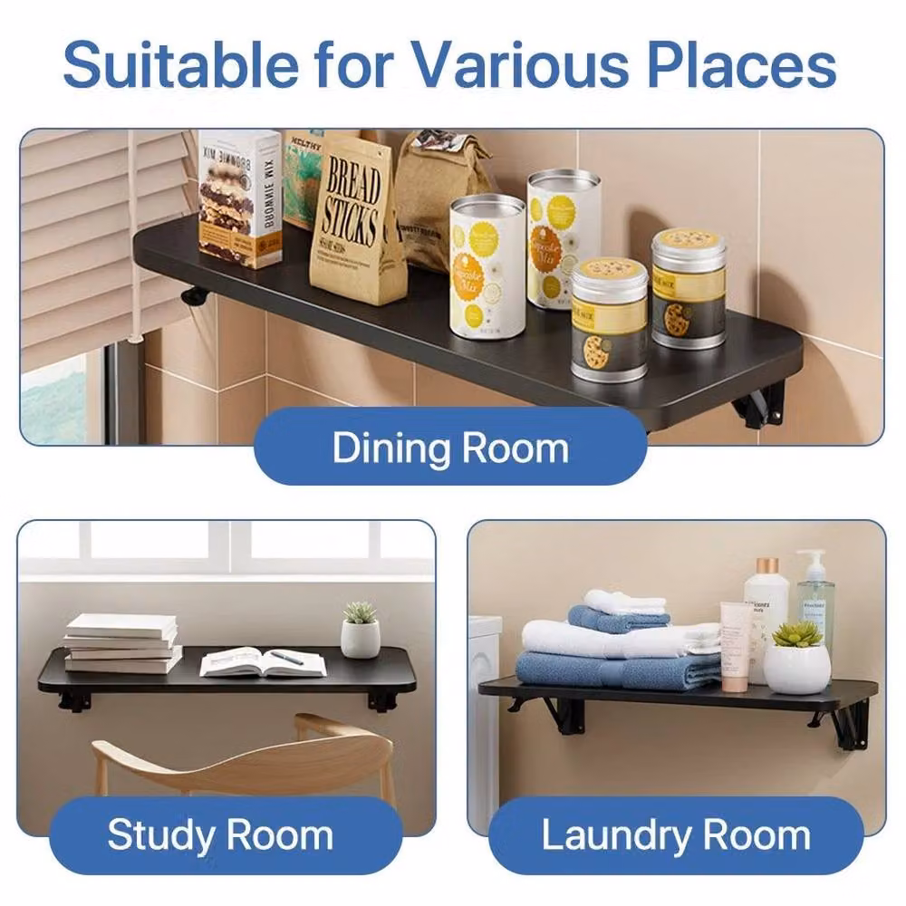 Kelvenix Folding Wall Mounted Shelf in Black – 3