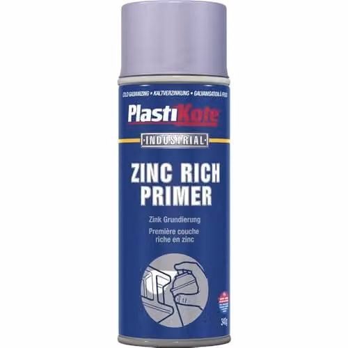 Plasti-kote Zinc Primer for Metal, Silver and Brown, 400 ml