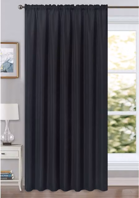 My Home Black Transparent Fabric Panel Curtain