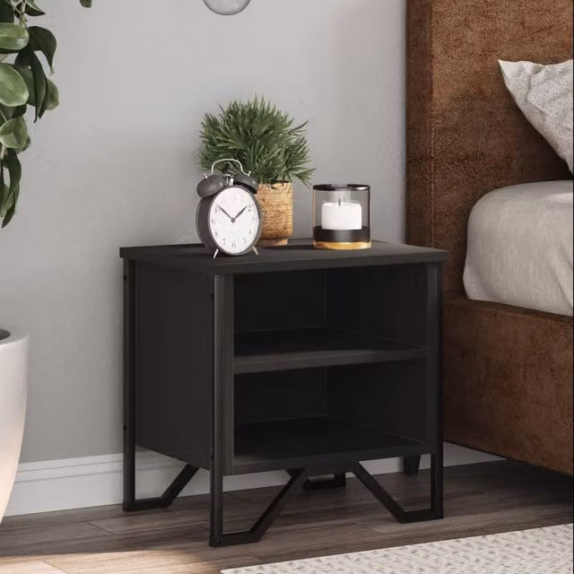 Berkfield Home Set of 2 Black Bedside Cabinets, W/D/H: 40 x 30 x 40 cm