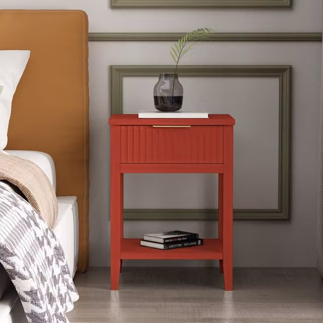 Cabinet Bits Monti Red 1 Drawer Bedside Table with Shelf