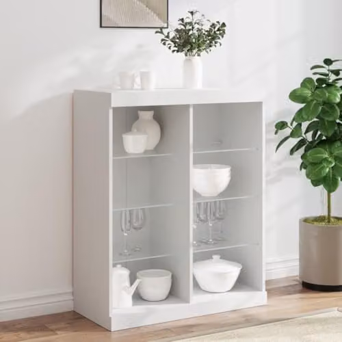 vidaXL Modern White Sideboard with Integrated LED Lights, W/D/H: 81 x 37 x 100 cm – 2