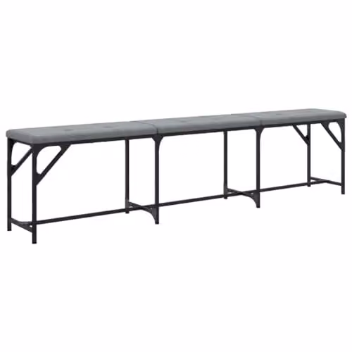 vidaXL Modern Dining Bench in Grey Fabric and Metal, W/D/H: 186 x 32 x 45 cm