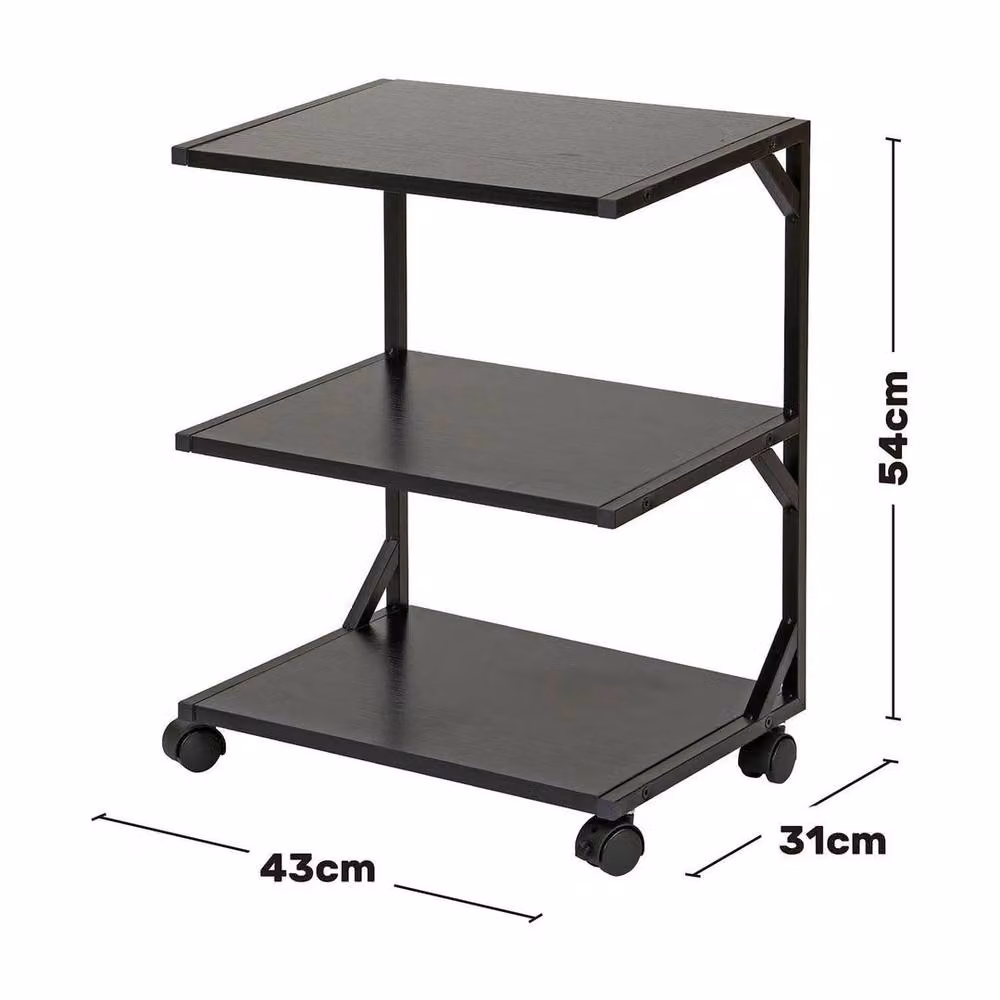 Kelvenix 3 Tier Black Metal Side Table with Castors – 2