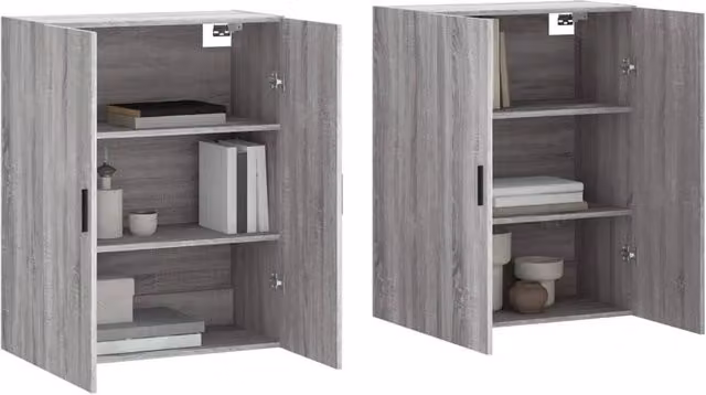 Berkfield Home Wall Mounted Cabinets, 2 Piece, Grey Sonoma, W: 69.5 cm, D: 34 cm, H: 90 cm – 1