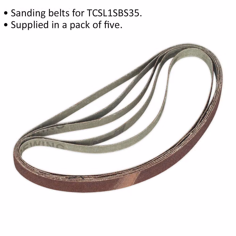 Loops 5 Pack 80 Grit Aluminium Oxide Slim Detail Sanding Belts, Brown and Multicolour, W: 1.2 cm, L: 45.6 cm – 2