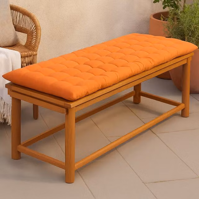 Homescapes Luxury Cotton Garden Bench Cushion in Orange, Width: 143 cm