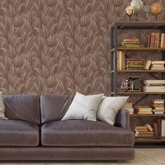 Erismann Botanical Floral Vinyl Wallpaper in Gold, Bronze and Brown