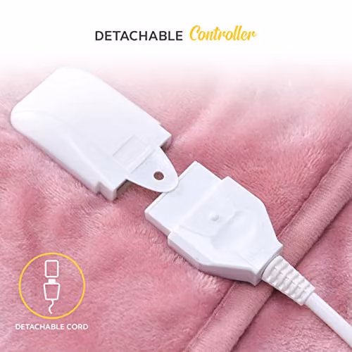 MONHOUSE Pink Fleece Heated Electric Throw with 9 Heat Settings and 9H Timer, W/D/H: 130 x 160 cm – 3