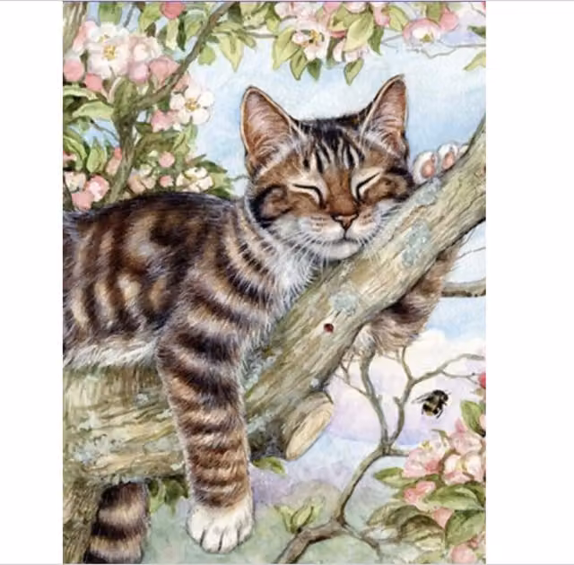 Syntego Cat On Branch Diamond Painting Kit, Multicolour