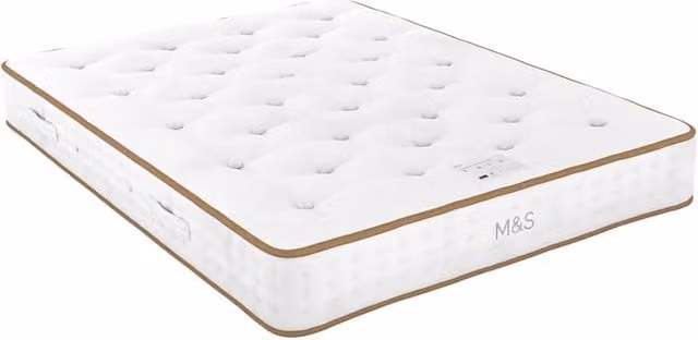 M&S Medium Pocket Spring Mattress with British Wool and Cotton, White, W/D/H: 120 x 200 cm