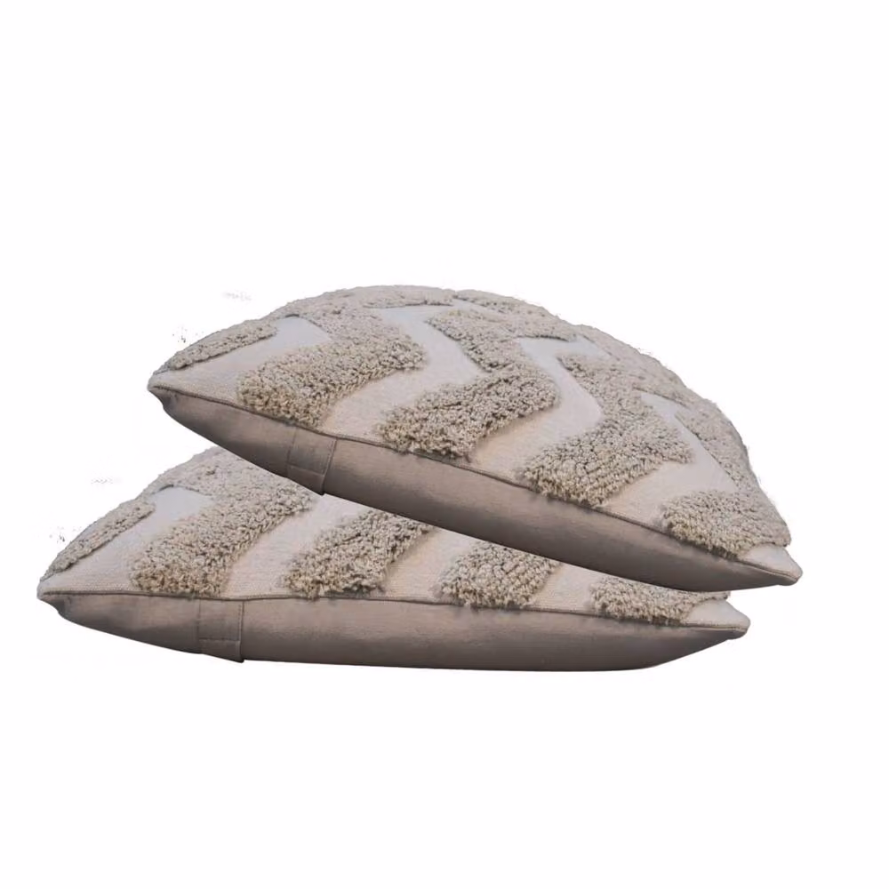 Wyld Haus Set of 2 Nopparat Grey Zig Zag Square Polyester Cushions, W/D/H: 45 x 45 x 45 cm – 3