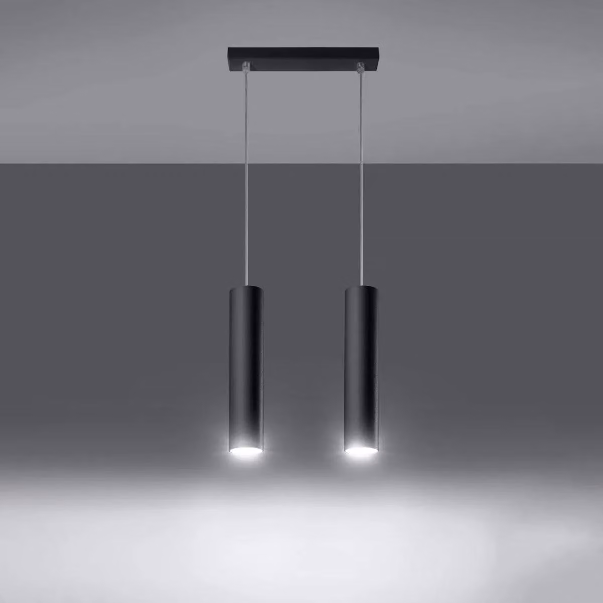 Sollux Lighting Modern Black Metal Pendant Lamp with 2 Lights, W/D/H: 90 x 30 x 6 cm – 3