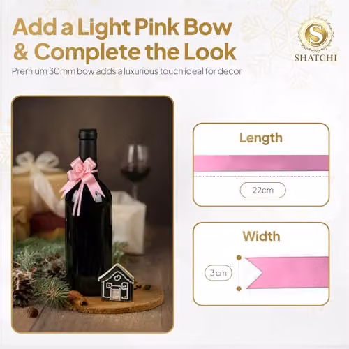 Shatchi 60pcs Light Pink Pull Bows, 3cm Diameter for Gift Wrapping and Decorations – 2