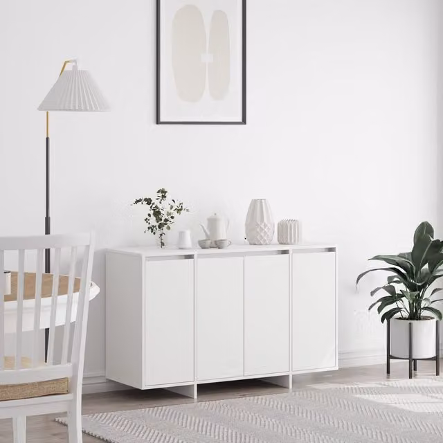 Berkfield Home White Modern Sideboard in Matt Engineered Wood W/D/H: 120 x 41 x 75 cm