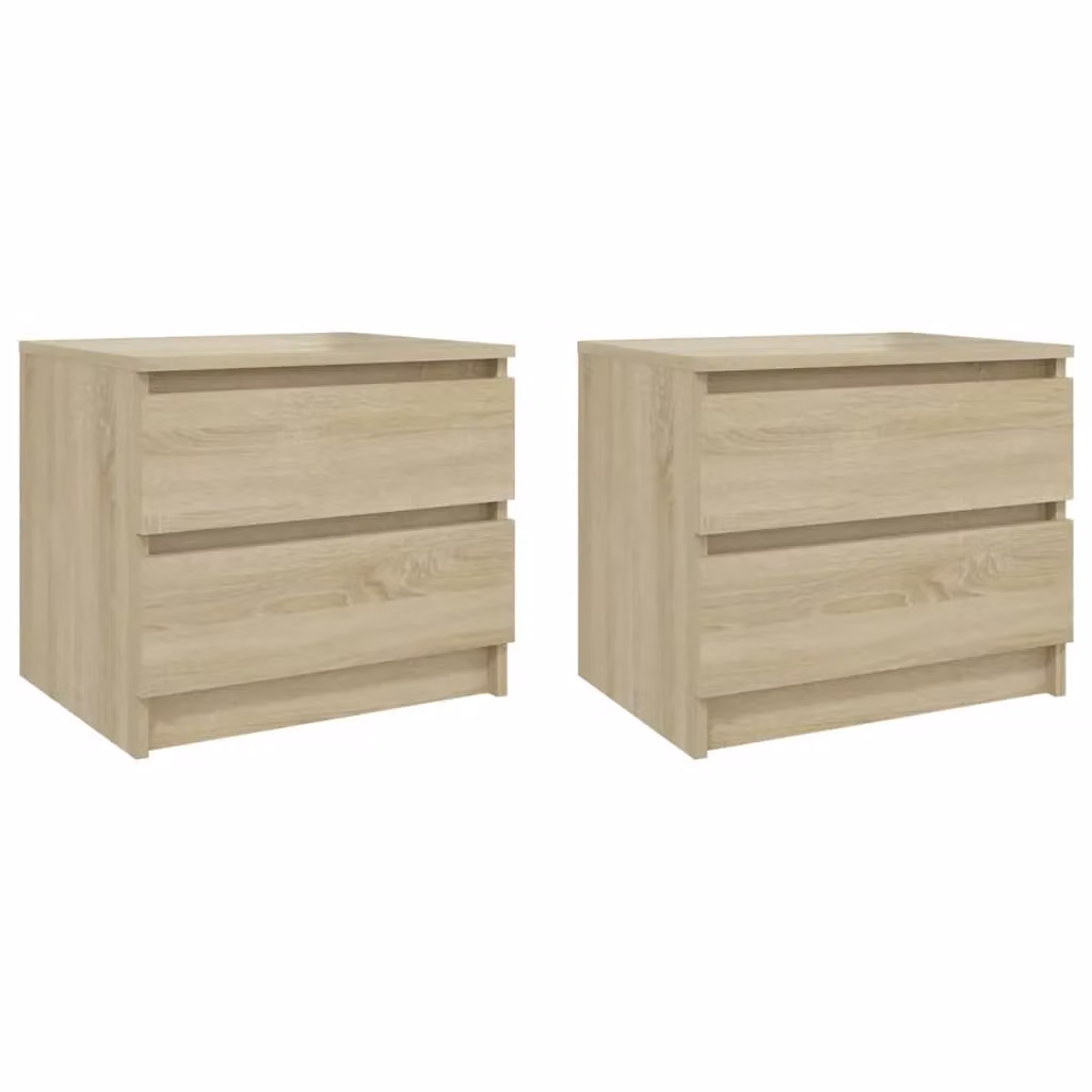 Berkfield Home Set of 2 Bedside Cabinets in Sonoma Oak Brown, W/D/H: 50 x 39 x 43.5 cm – 2