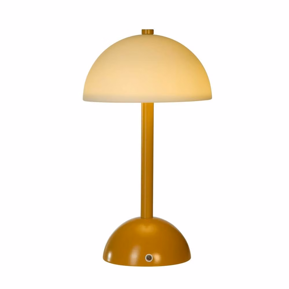 Lighting Collection Rechargeable Dimmable Glass Shade Table Lamp in Yellow and White – 2