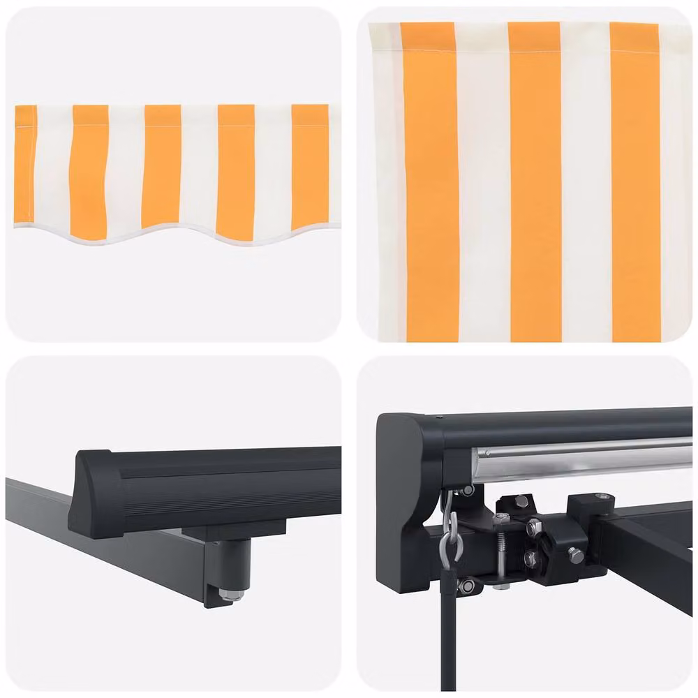 Berkfield Home Manual Retractable Folding Arm Awning in Orange and White, W: 450 cm, D: 300 cm – 4