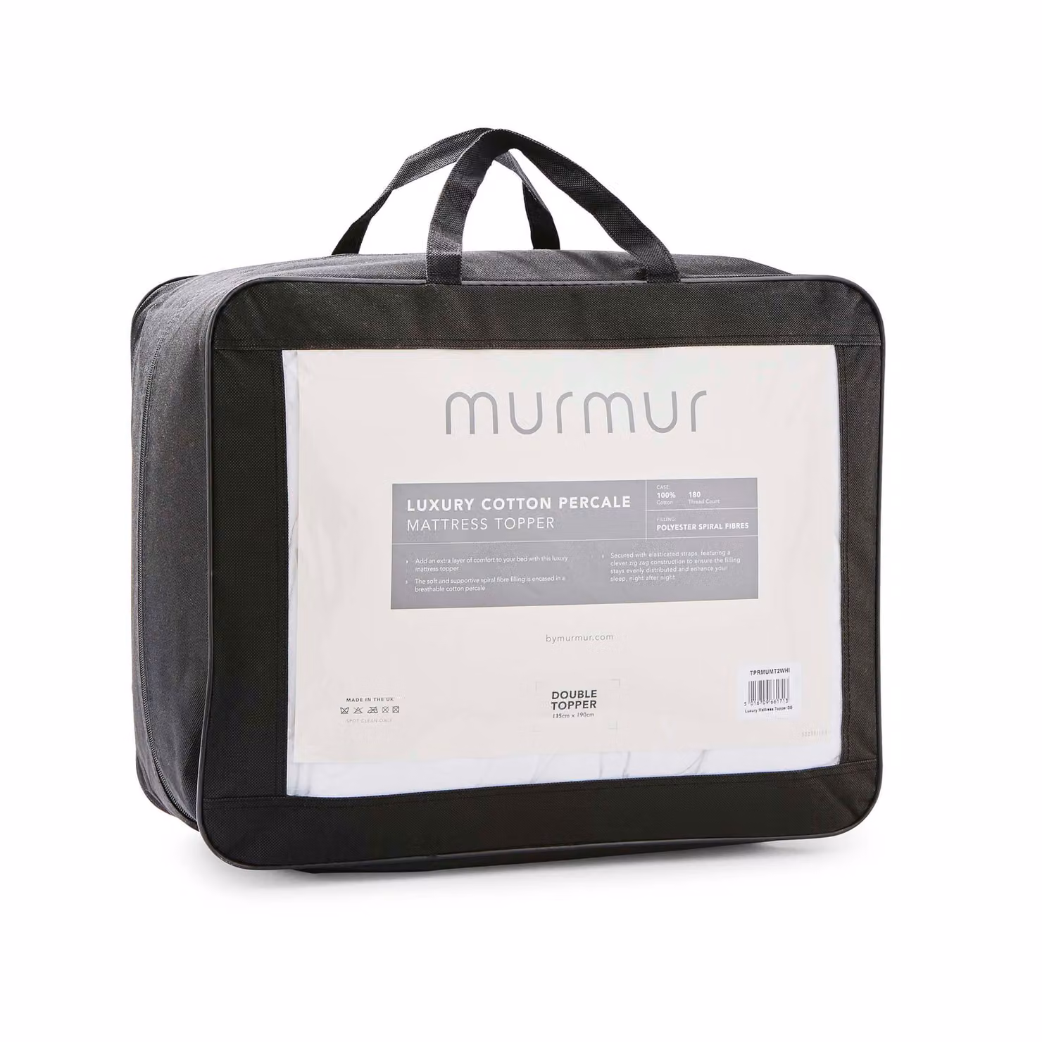 Murmur Luxury White Cotton Percale Kingsize Mattress Topper – 2