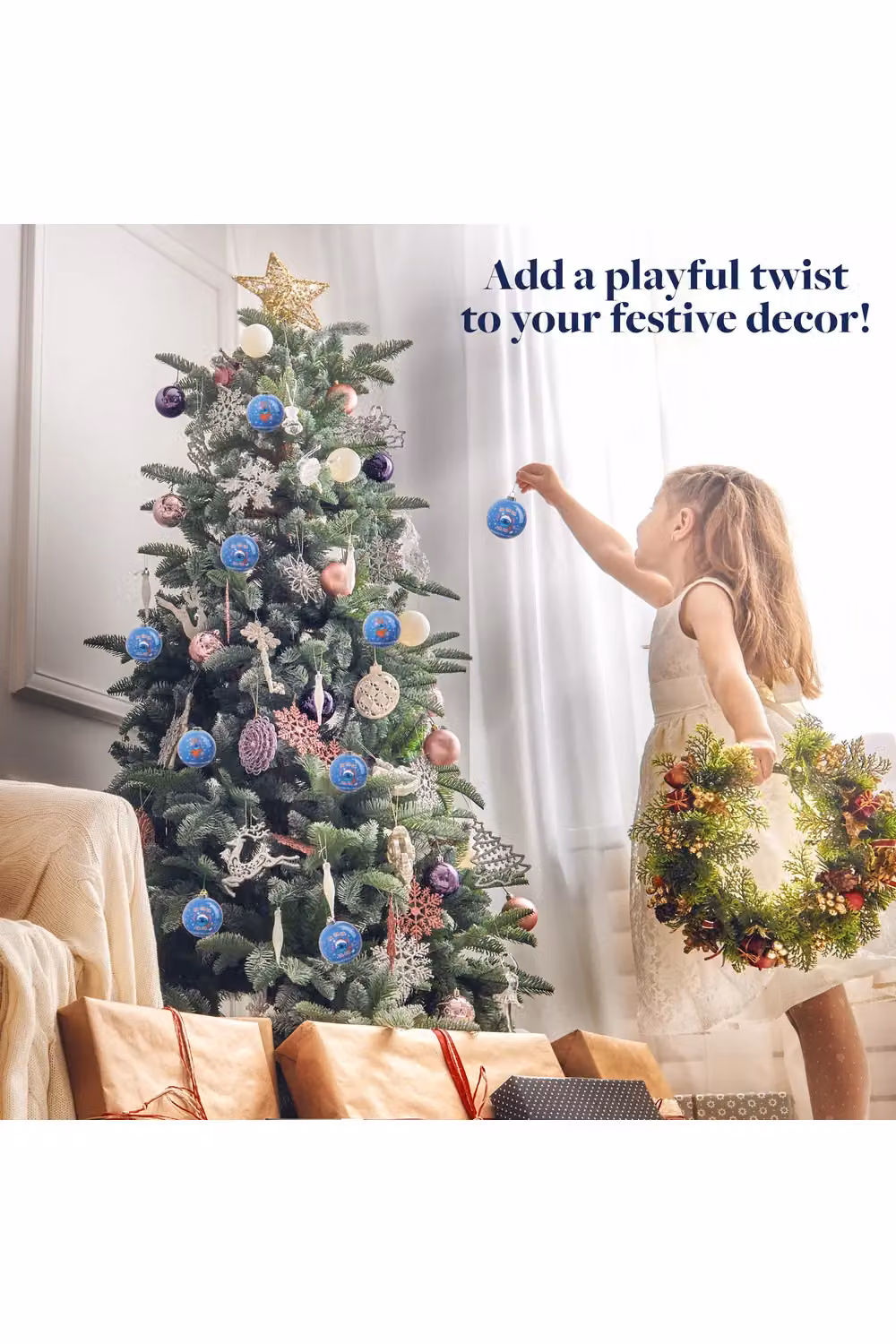Disney Stitch Christmas Hanging Bauble Ornaments, Pack of 10, Blue and Purple – 6