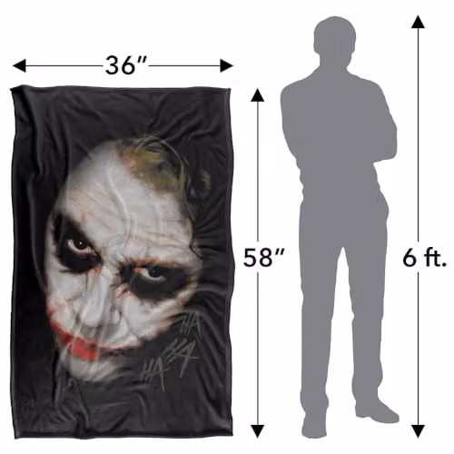 LOGOVISION The Dark Knight Heath Ledger Joker Face Super Soft Fleece Throw Blanket, W/D/H: 91 x 147 cm, Multicolour – 4