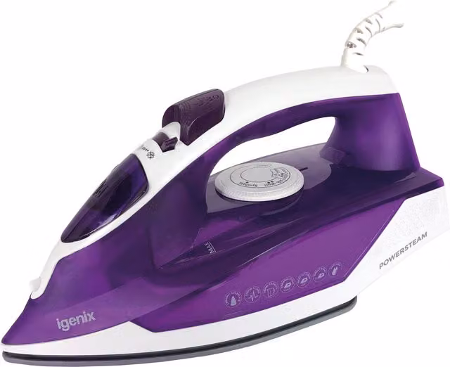 Igenix PowerSteam 2200W Steam Iron with Vertical Steam and Anti-Calc Function in Purple