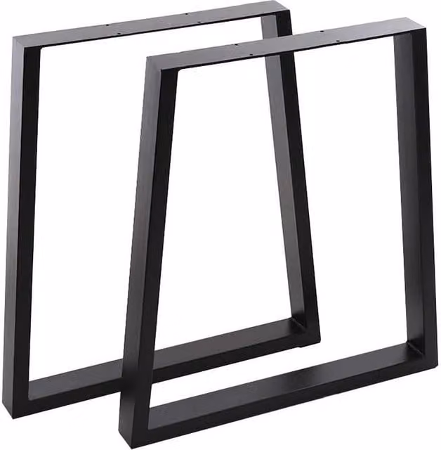Living and Home Set of 2 Industrial Steel Furniture Legs in Black, H 71 x W 7 x D 81 cm