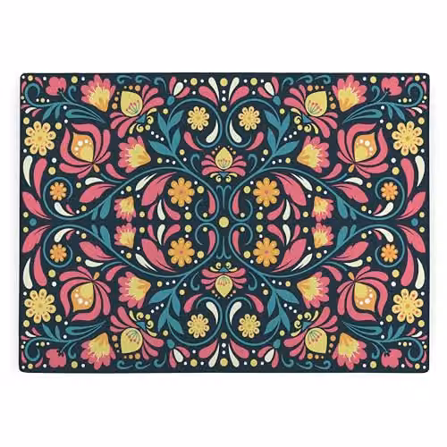 Purely Home Rectangular Glass Worktop Protector with Non-Slip Feet, Multicolour and Black, W: 28.4 cm x D: 28.4 cm – 1