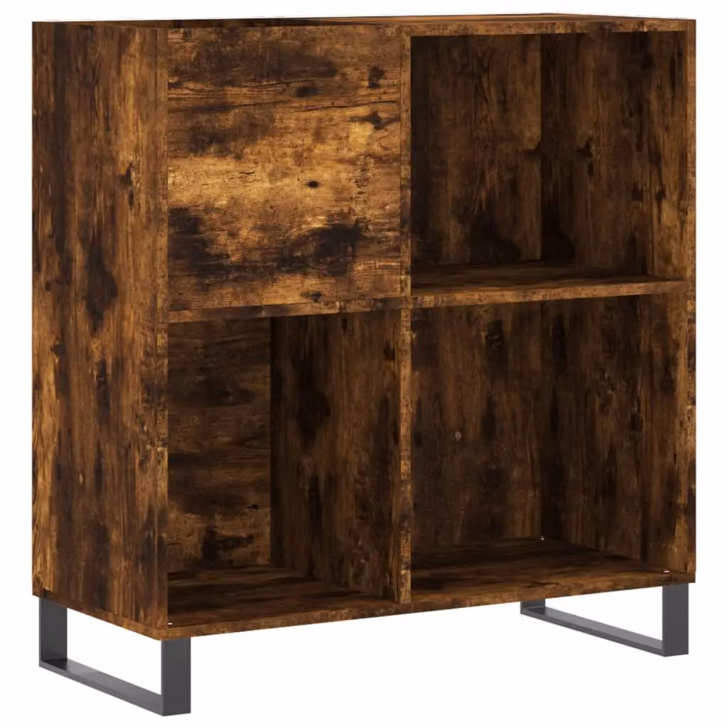 Berkfield Home Record Cabinet in Smoked Oak Brown, W: 84.5 cm, D: 38 cm, H: 89 cm – 2