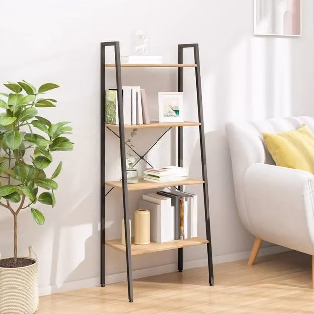 Berkfield Home 4-Tier Industrial Standing Shelf in Brown and Black, W/D/H: 56 x 35 x 140 cm – 1
