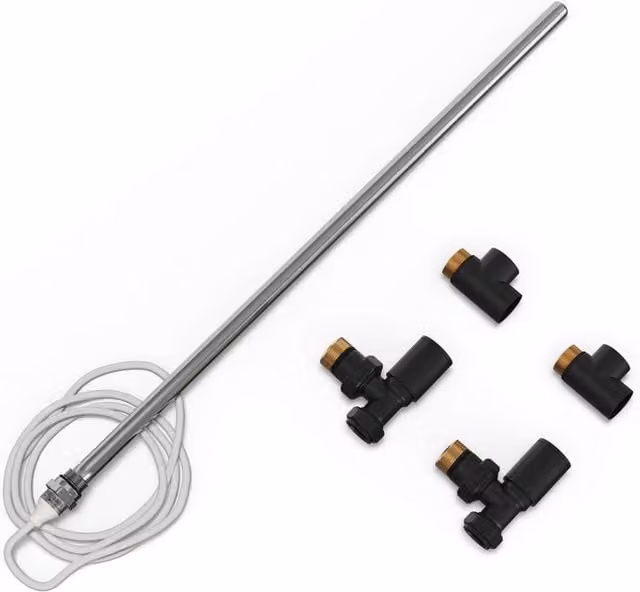 UK Radiators Talus Dual Fuel Towel Rail Kit in Matt Anthracite Black