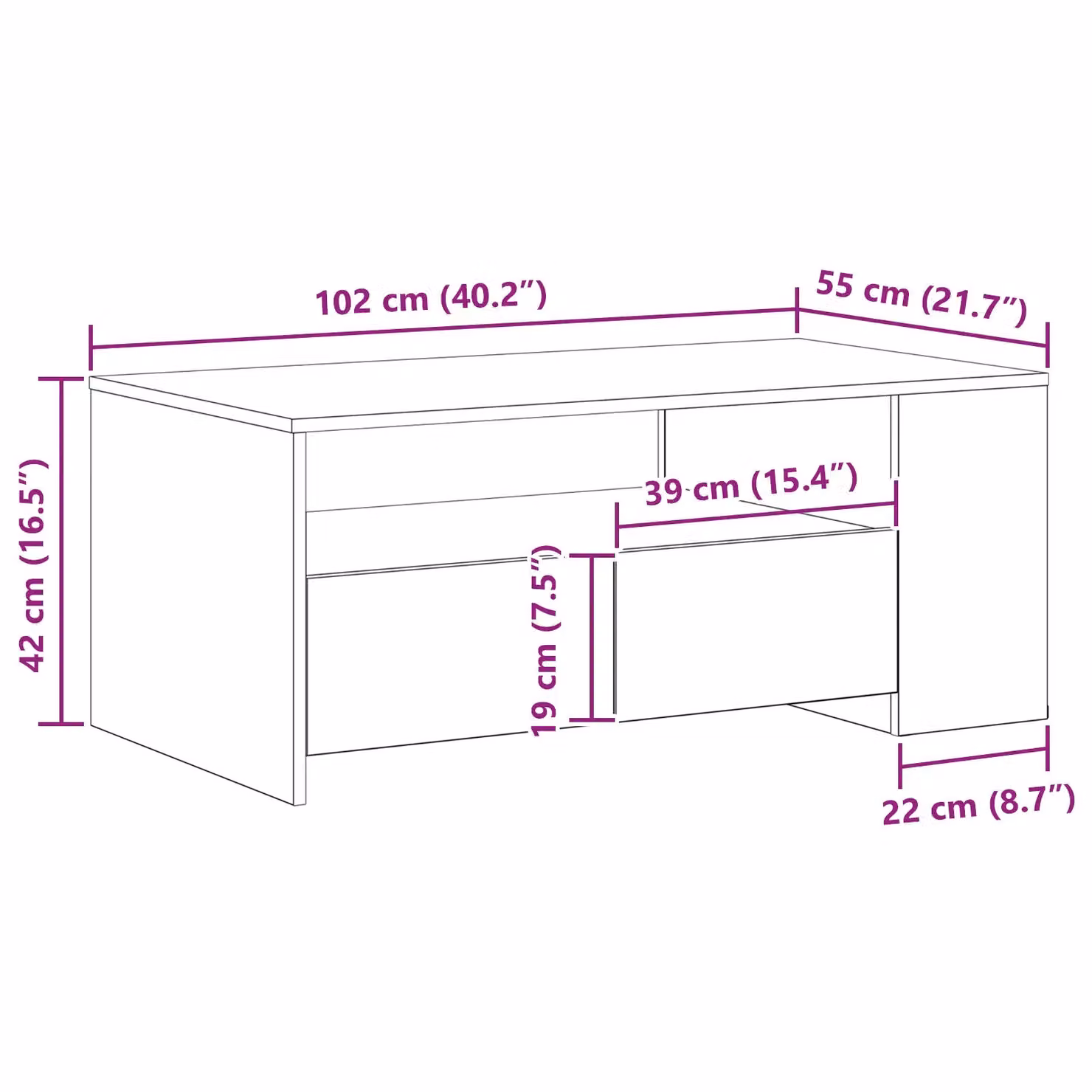 Berkfield Home Black Oak Coffee Table, W/D/H: 102 x 55 x 43.5 cm – 5
